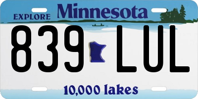 MN license plate 839LUL
