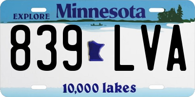 MN license plate 839LVA
