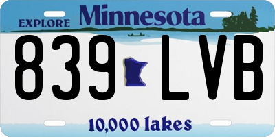 MN license plate 839LVB