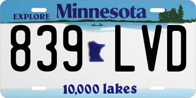 MN license plate 839LVD
