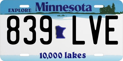 MN license plate 839LVE