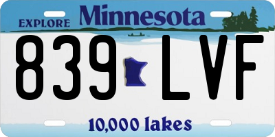 MN license plate 839LVF