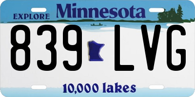 MN license plate 839LVG