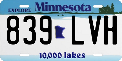 MN license plate 839LVH