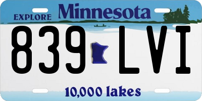 MN license plate 839LVI