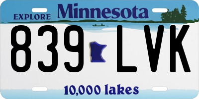 MN license plate 839LVK