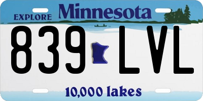 MN license plate 839LVL