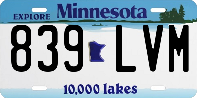 MN license plate 839LVM