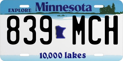 MN license plate 839MCH