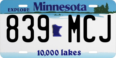MN license plate 839MCJ