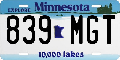 MN license plate 839MGT
