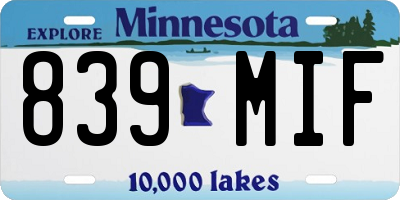 MN license plate 839MIF
