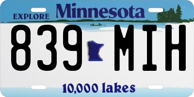 MN license plate 839MIH