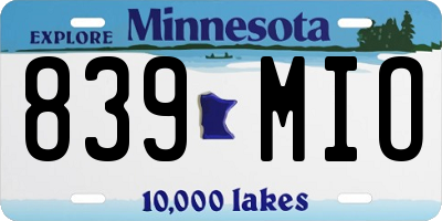 MN license plate 839MIO
