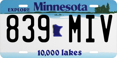 MN license plate 839MIV