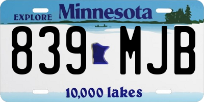 MN license plate 839MJB