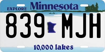 MN license plate 839MJH