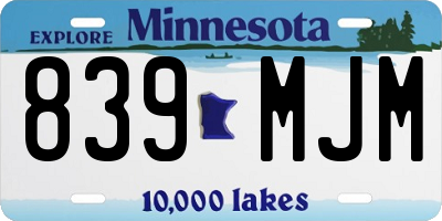 MN license plate 839MJM