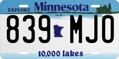 MN license plate 839MJO