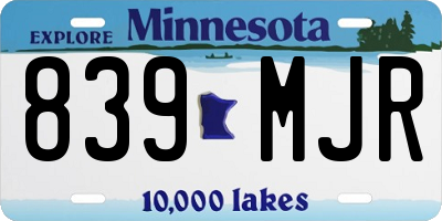 MN license plate 839MJR