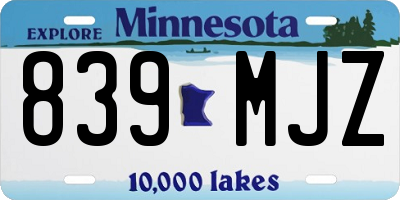 MN license plate 839MJZ