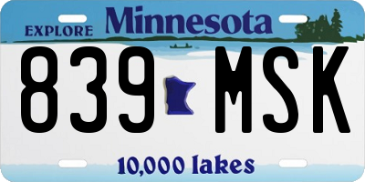 MN license plate 839MSK