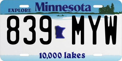 MN license plate 839MYW