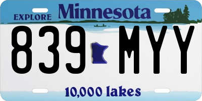 MN license plate 839MYY
