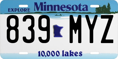 MN license plate 839MYZ