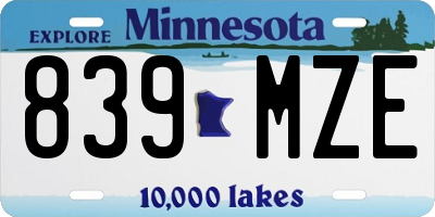 MN license plate 839MZE