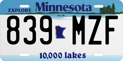 MN license plate 839MZF
