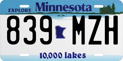 MN license plate 839MZH