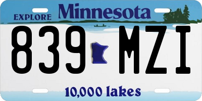 MN license plate 839MZI