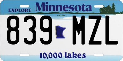 MN license plate 839MZL