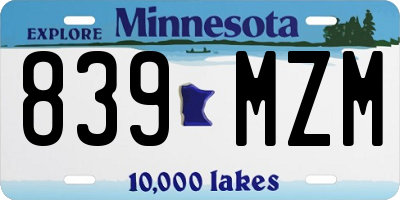 MN license plate 839MZM