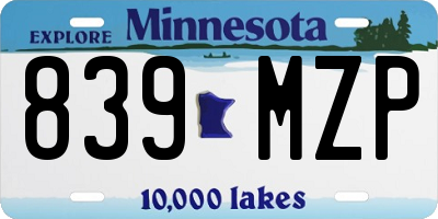 MN license plate 839MZP