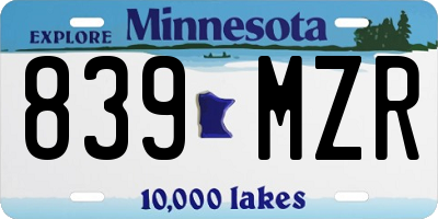 MN license plate 839MZR