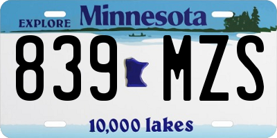 MN license plate 839MZS