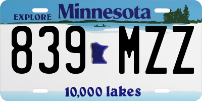 MN license plate 839MZZ