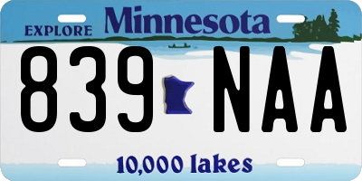 MN license plate 839NAA