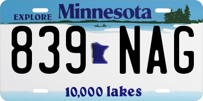 MN license plate 839NAG