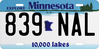 MN license plate 839NAL