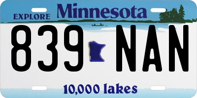 MN license plate 839NAN