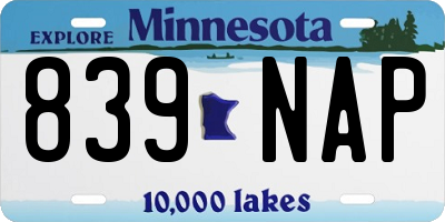 MN license plate 839NAP