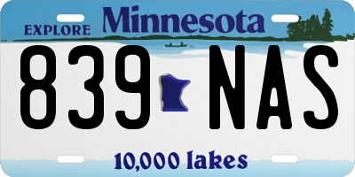 MN license plate 839NAS