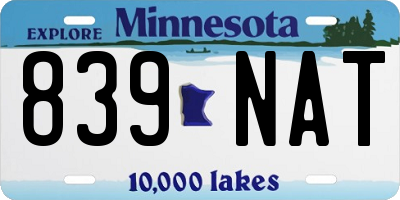 MN license plate 839NAT