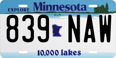 MN license plate 839NAW