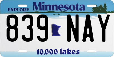 MN license plate 839NAY