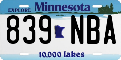 MN license plate 839NBA