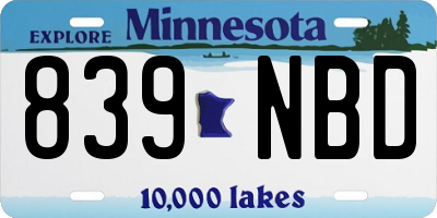MN license plate 839NBD
